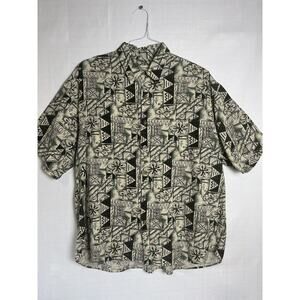 Portofino Hawaiian Style Silk Blend Shirt Size XL Mens Button Up Short Sleeve